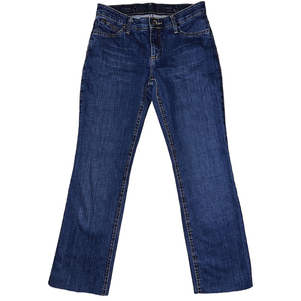 Wrangler Q-Baby Women's 3/4x34 No Gap Waist Mid-Rise Straight Leg Raw Hem Jeans